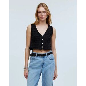 NWT Madewell Basketweave-Stitch Vest in True Black